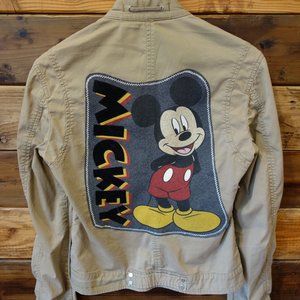 Mickey Mouse One-of-a-Kind Custom E89 Khaki Moto Style Jacket - S